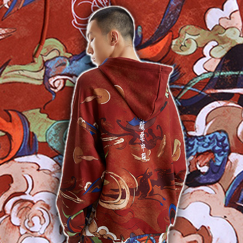 Kirin Cloud Red Pullover Hoodie