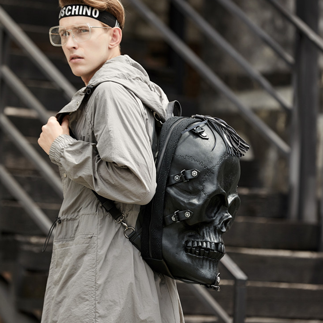 Hundred Ghosts™ Black Starving Skeleton Backpack