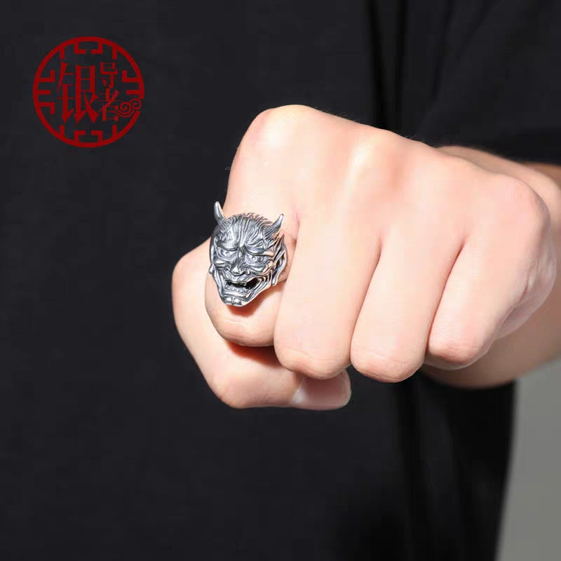 Silver Hannya Demon Ring