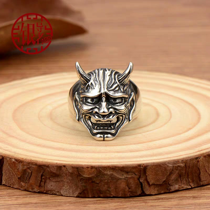 Silver Hannya Demon Ring