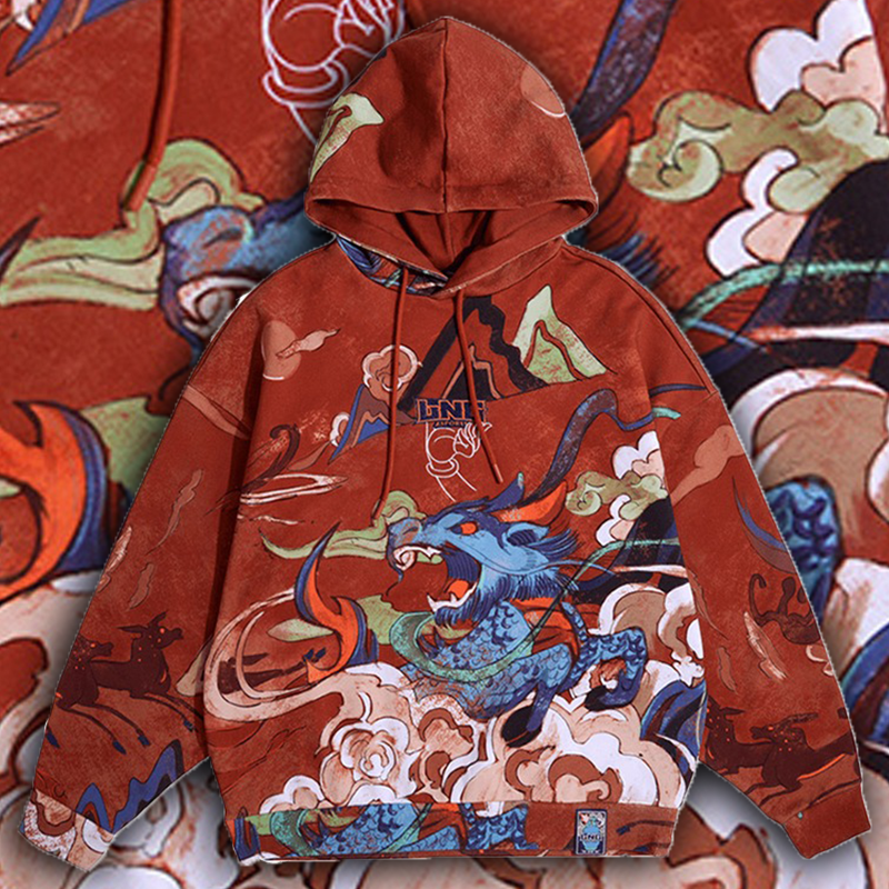 Kirin Cloud Red Pullover Hoodie
