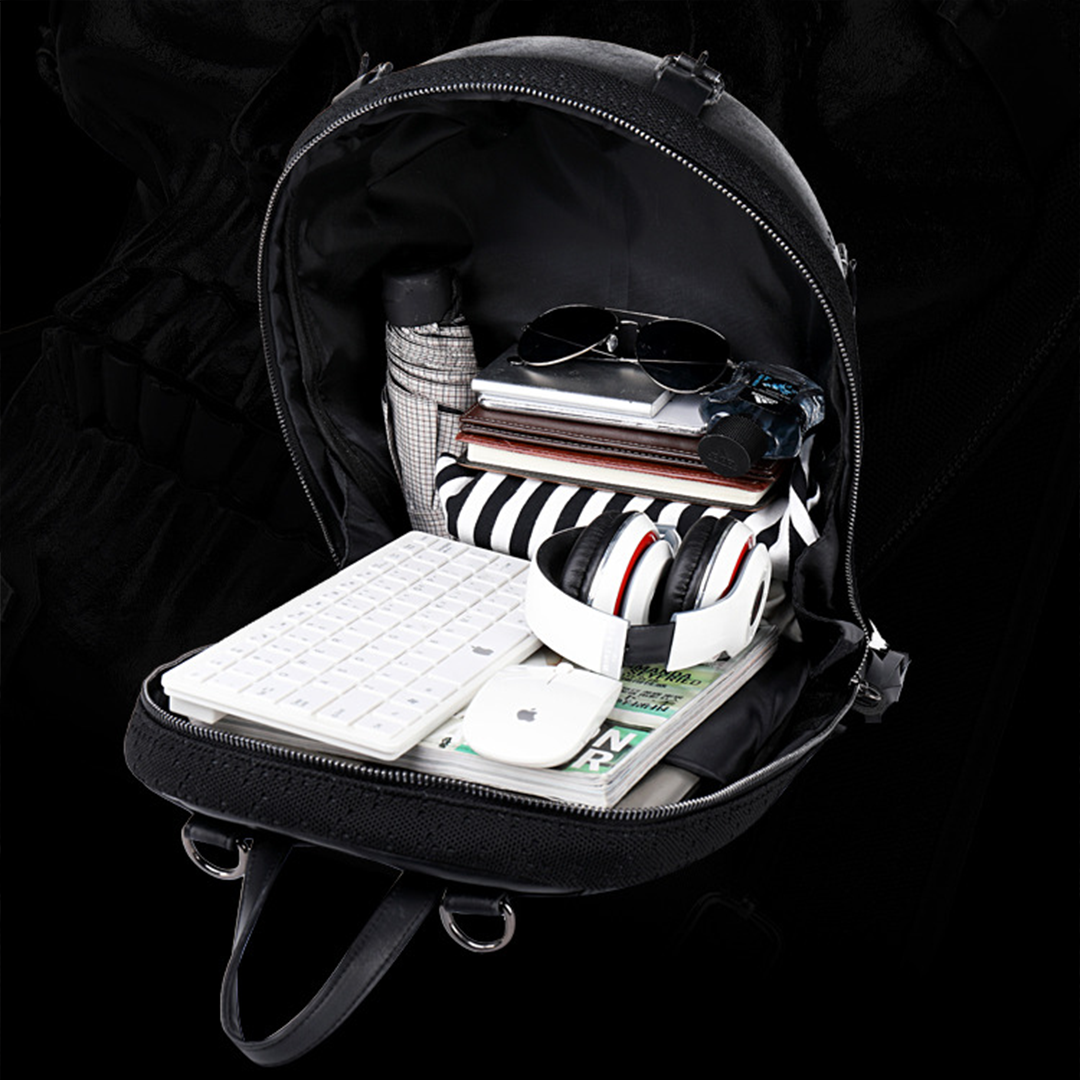 Hundred Ghosts™ Black Starving Skeleton Backpack
