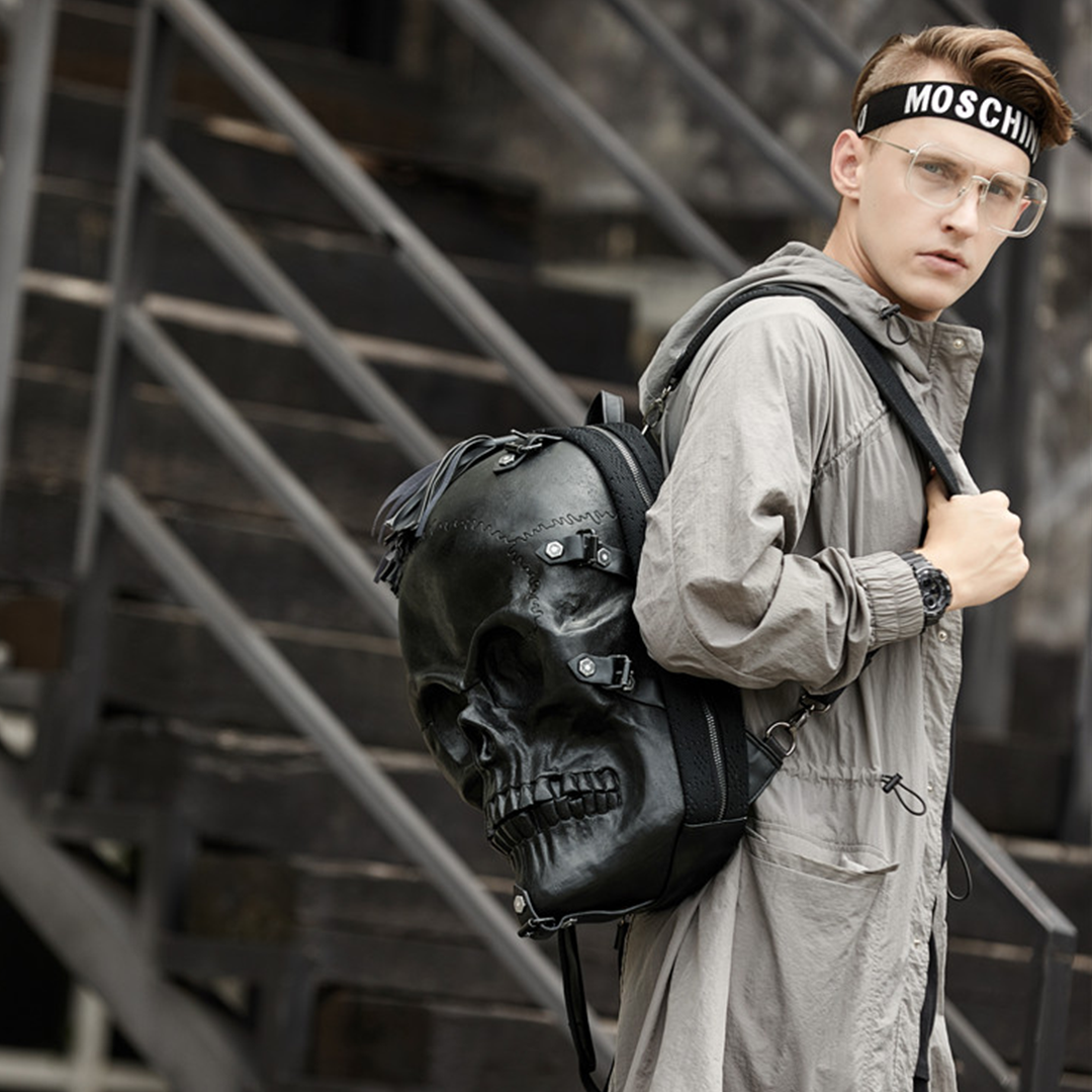 Hundred Ghosts™ Black Starving Skeleton Backpack