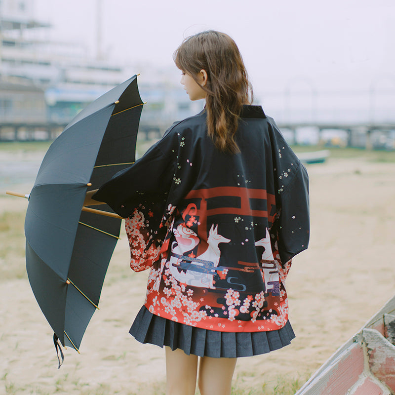 Kitsune Fox Guardian Kimono Shirt