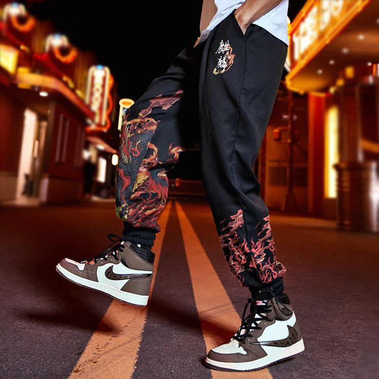Flame Dragon Ryujin Loose Sweatpants - Black Color - Japanese Style Pants –  IrezumiEmpire