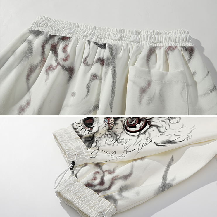 White Foo Dog Loose Sweatpants