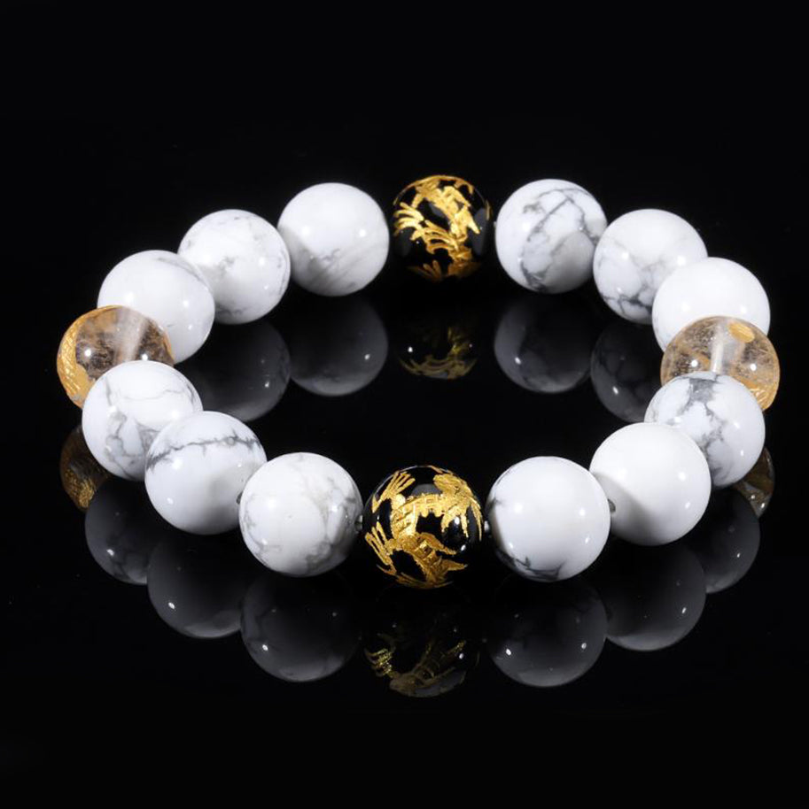 Yakuza Gold Dragon Howlite Bracelet