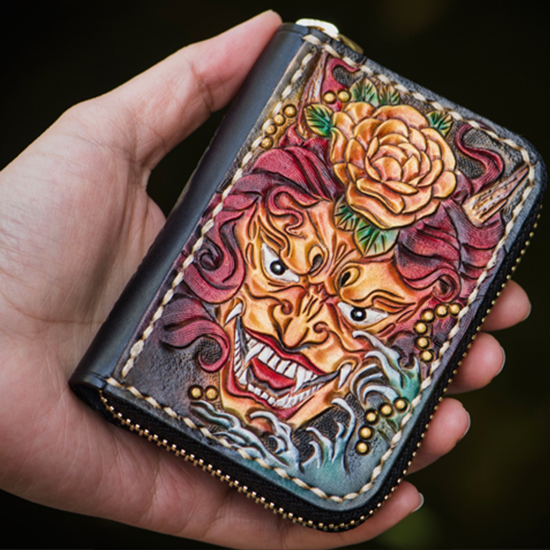 Kage™ | Irezumi Short Leather Zipper Wallet