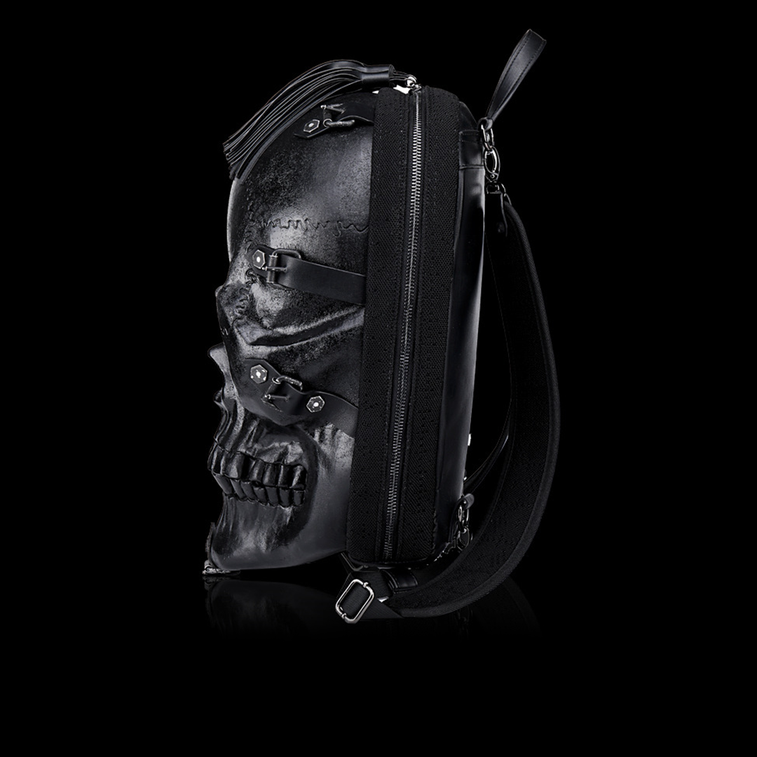 Hundred Ghosts™ Black Starving Skeleton Backpack