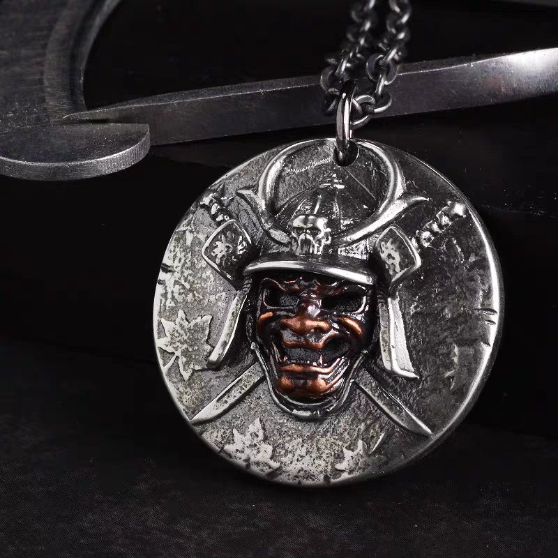 Samurai Skull Pendant Necklace
