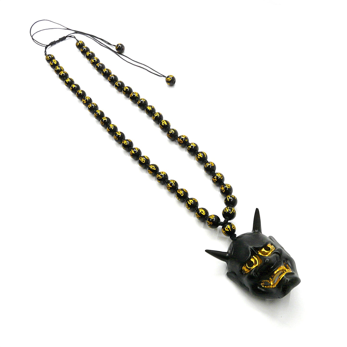 Black Hannya Mask Pendant Necklace