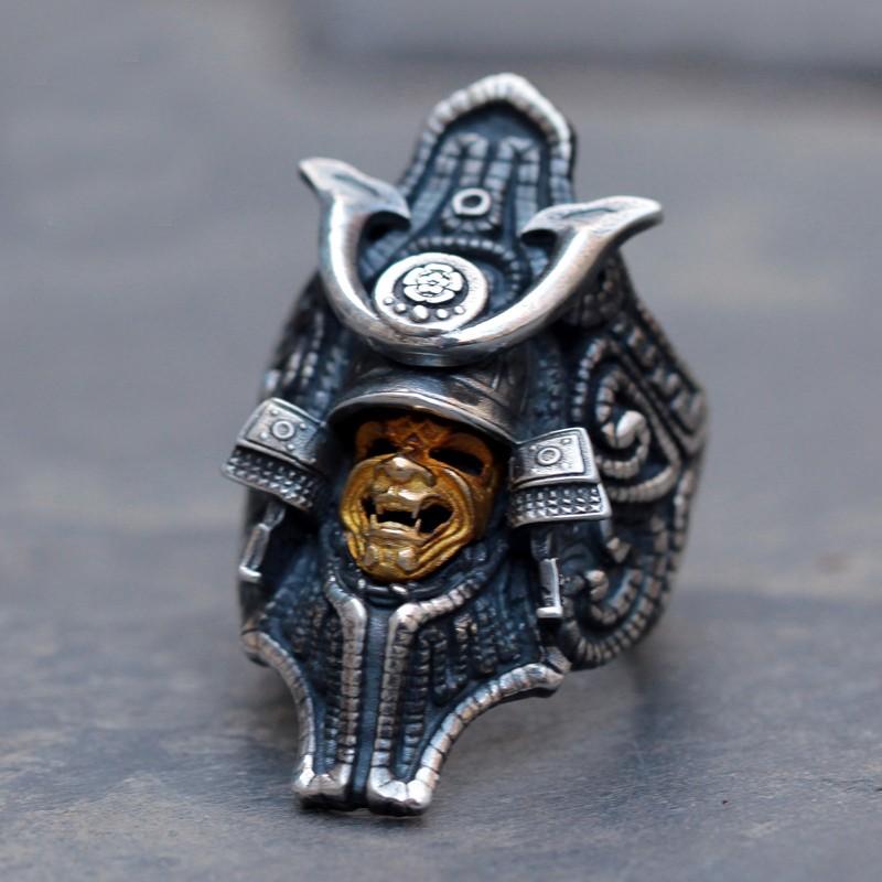 Japanese Kabuto Helmet Sterling Silver Ring