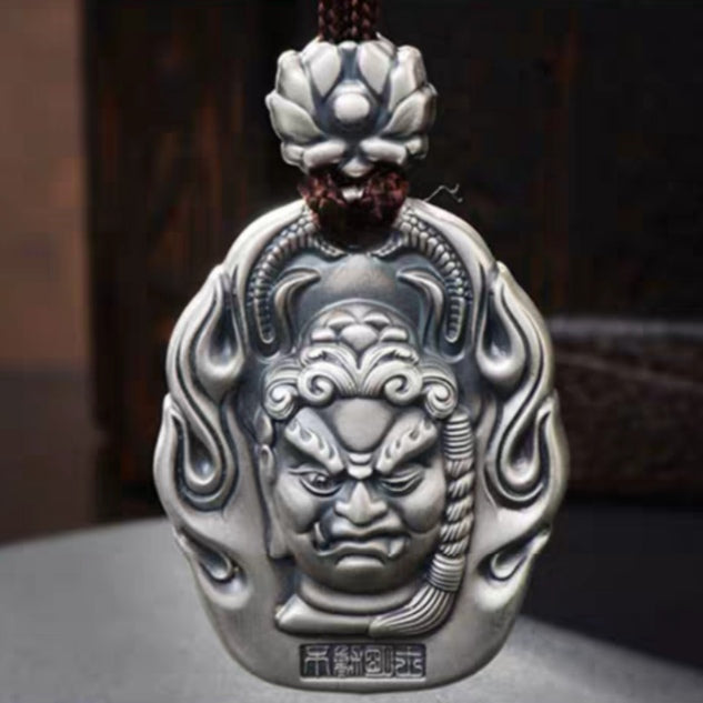 Fudo Myoo Head Silver Pendant Necklace