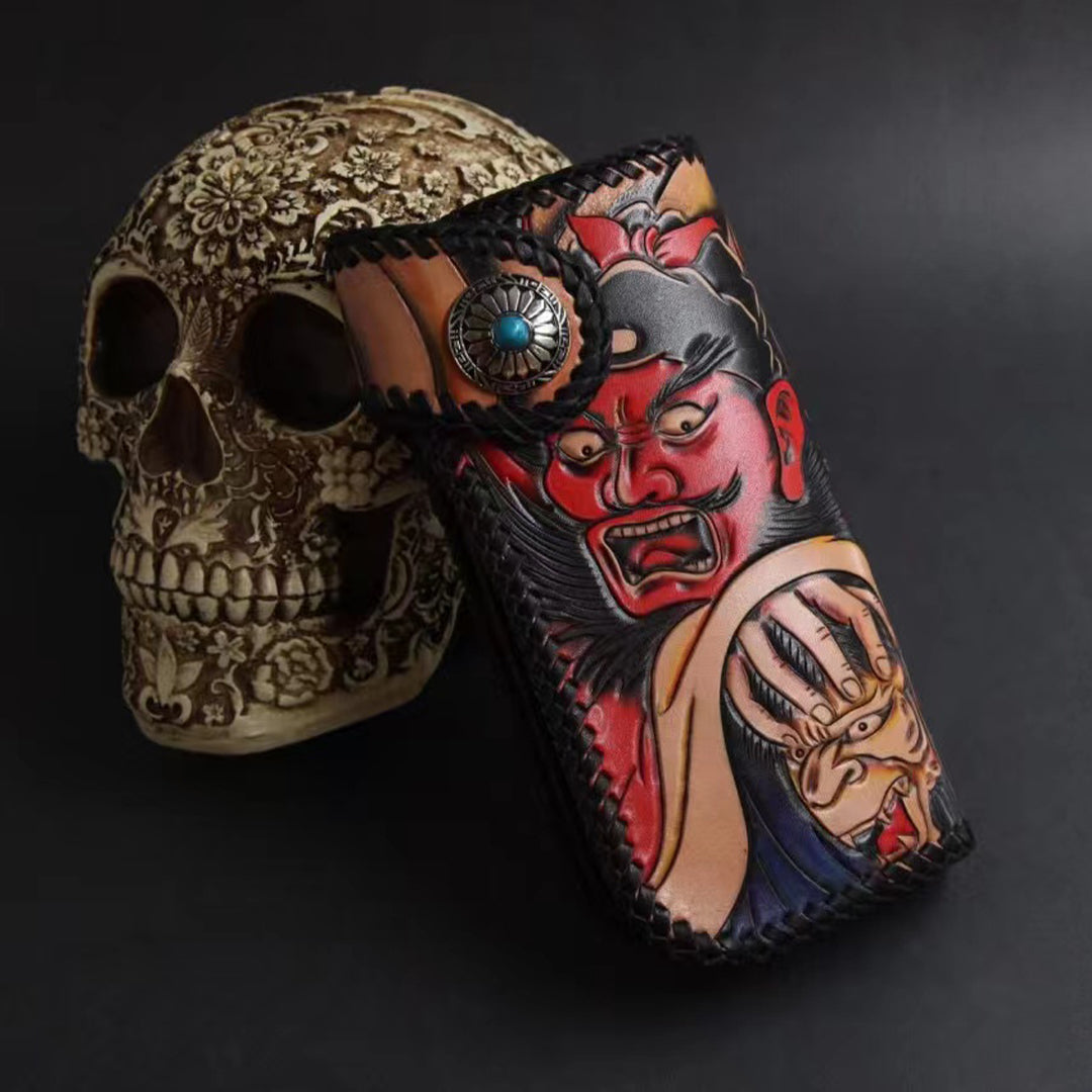 Buy Custom Made Japanese Oni Leather Wallet, made to order from Saxon  Leather art