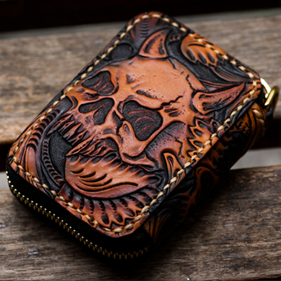Kage™ | Irezumi Short Leather Zipper Wallet