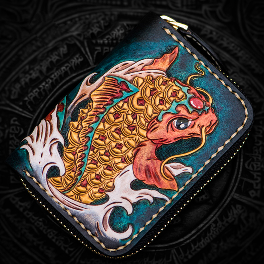 Kage™ | Irezumi Short Leather Zipper Wallet