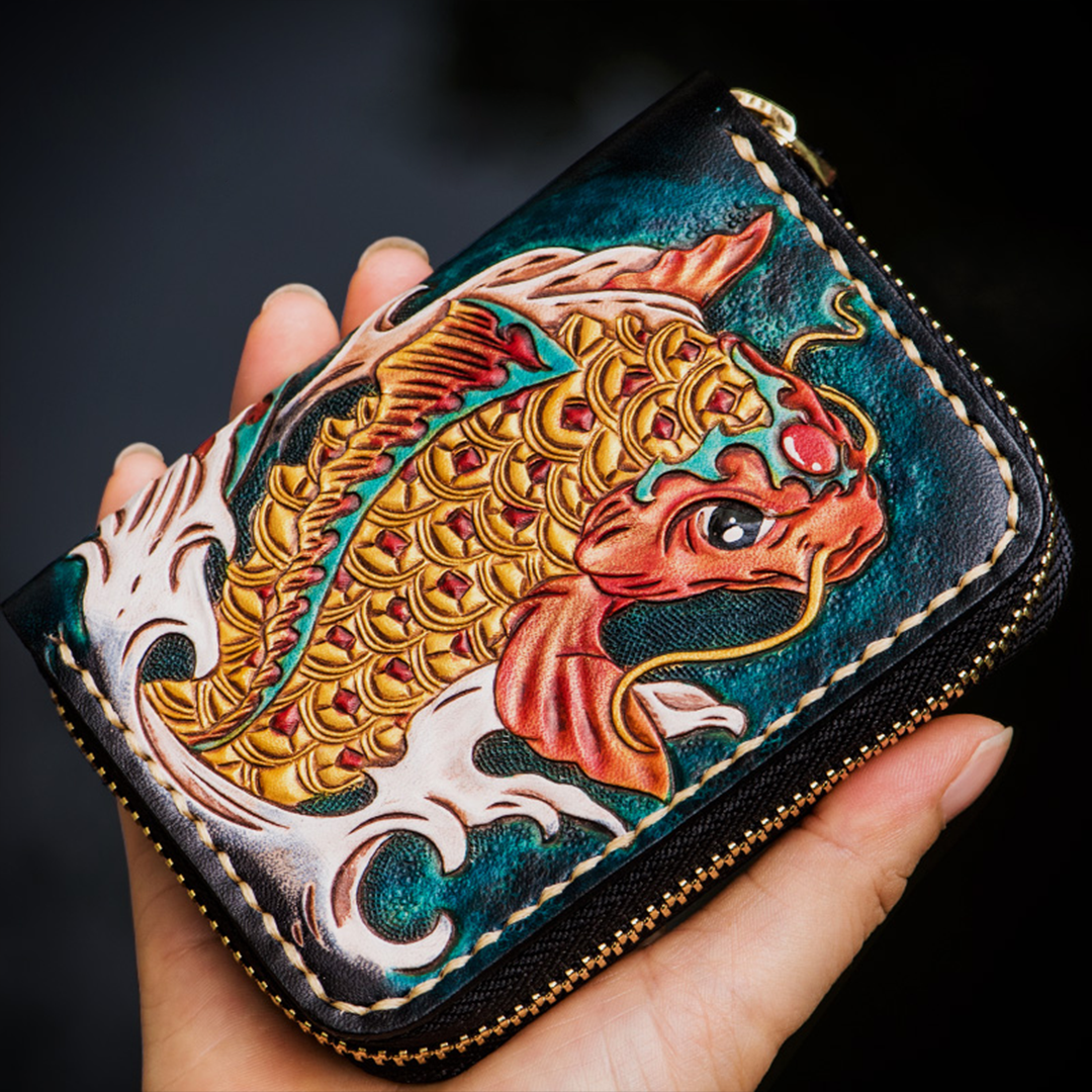 Kage™ | Irezumi Short Leather Zipper Wallet