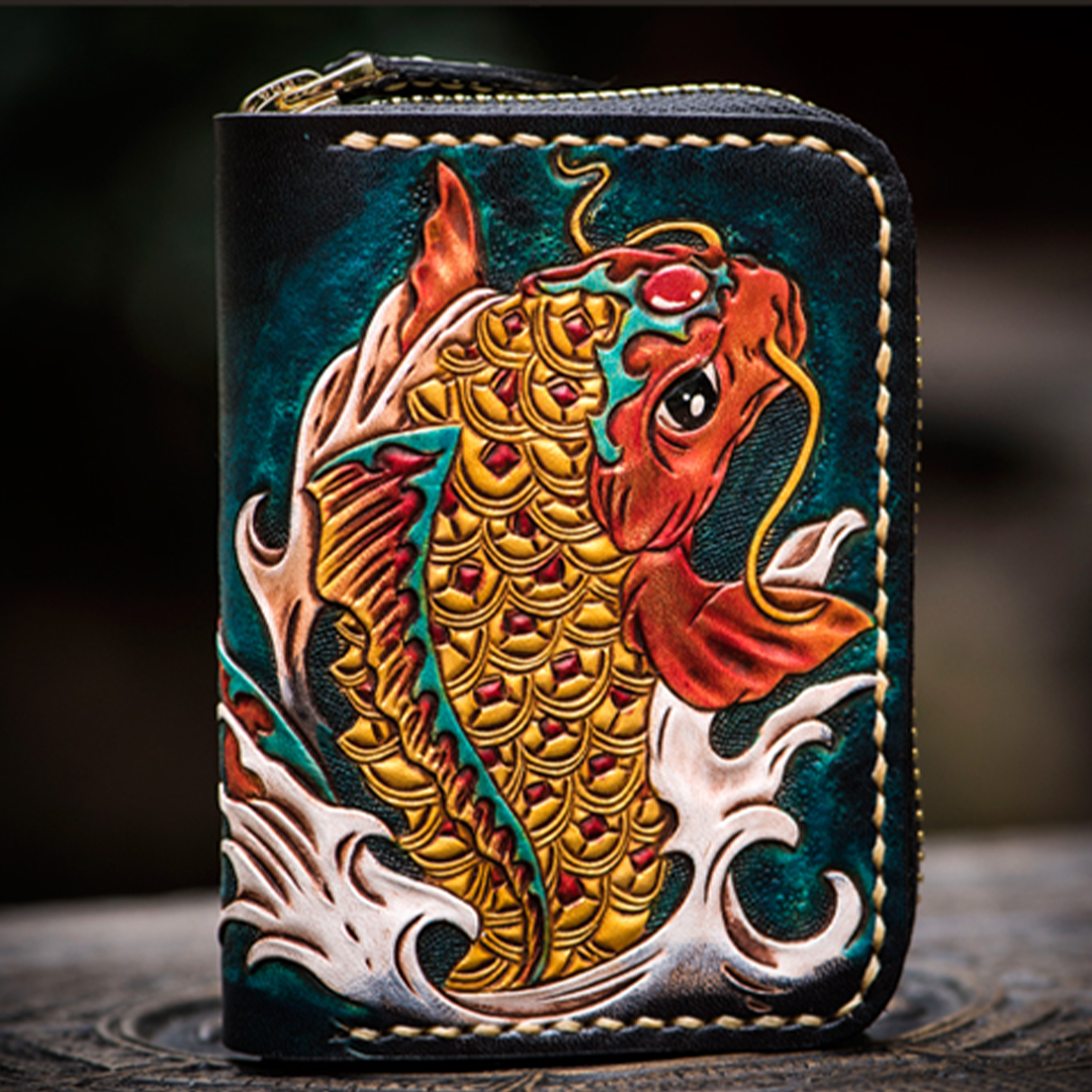 Kage™ | Irezumi Short Leather Zipper Wallet
