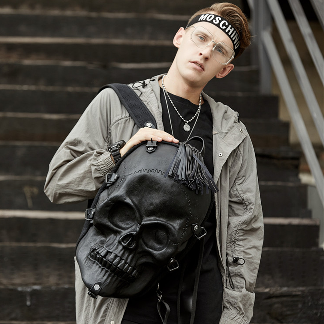 Hundred Ghosts™ Black Starving Skeleton Backpack