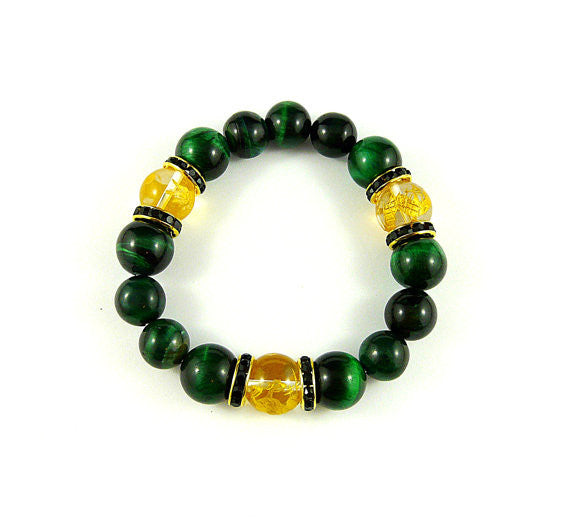 Yakuza Gold Dragon Green Tigereye Bracelet