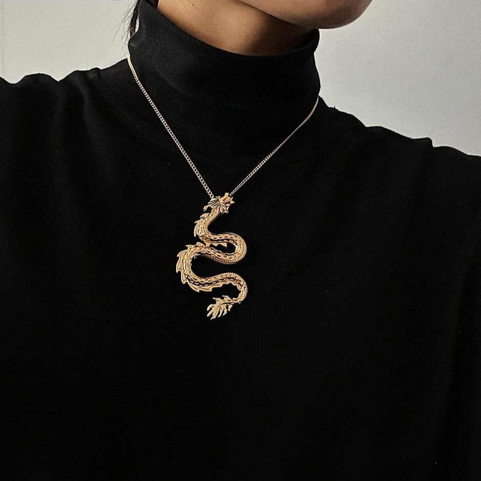 Gold Silver Dragon Chain Necklace