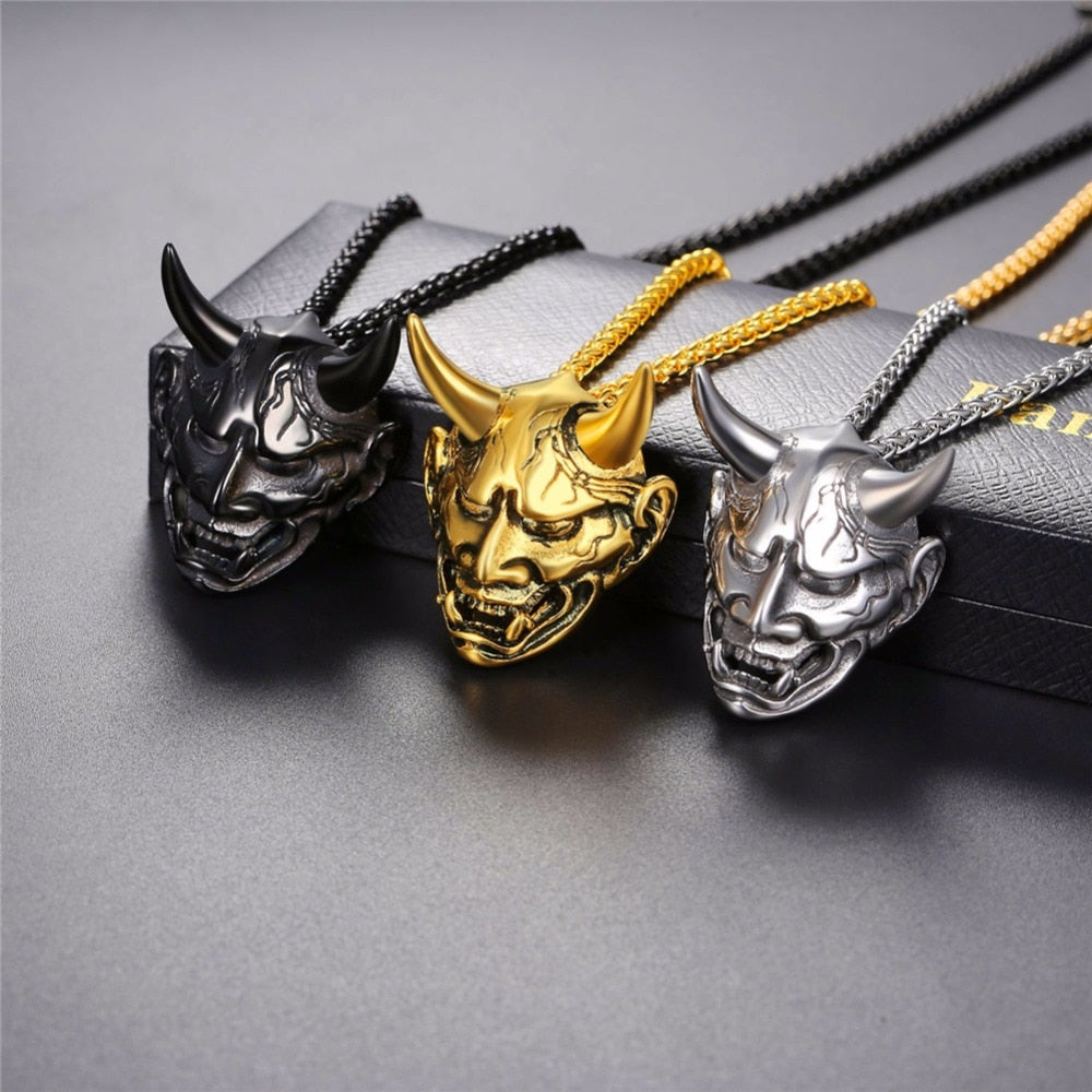 Black Oni Hannya Mask Neckace By Irezumi Empire
