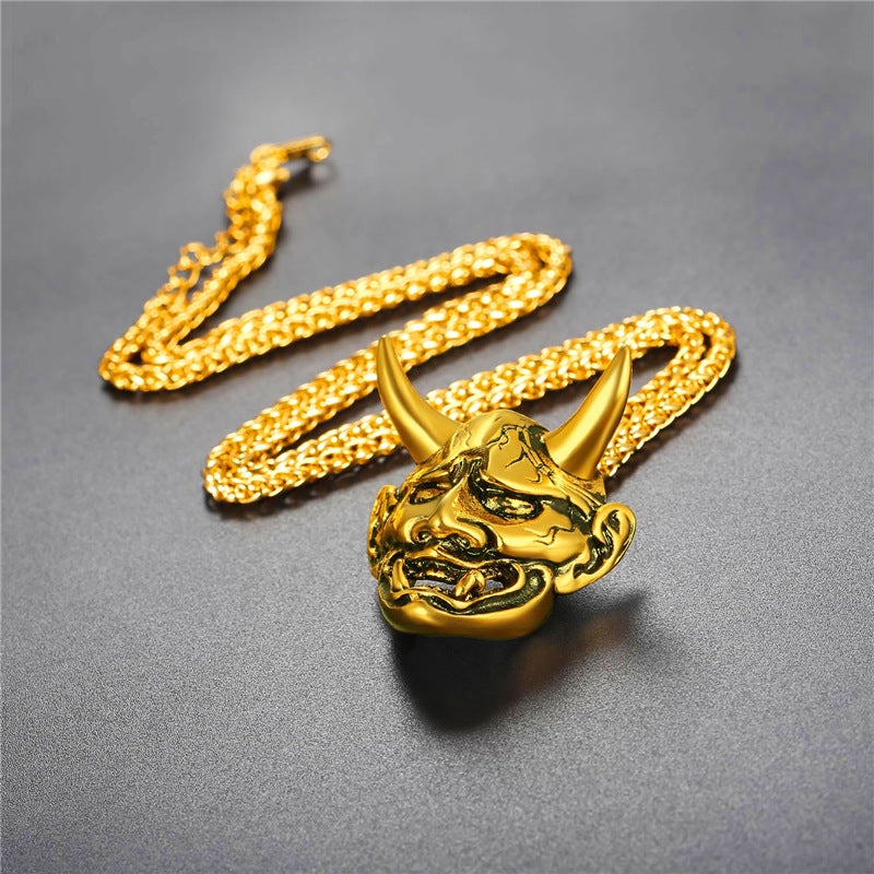 Gold Oni Hannya Mask Neckace By Irezumi Empire