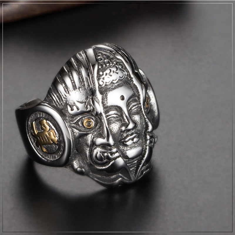 Good Vs Evil Buddha Demon Ring