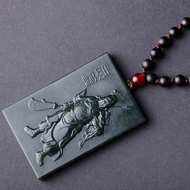 Guan Yu Warrior Jade Pendant Necklace