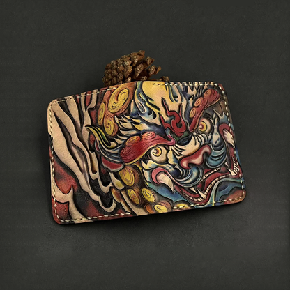 InkedHide™ Handcrafted Komainu Card Holder