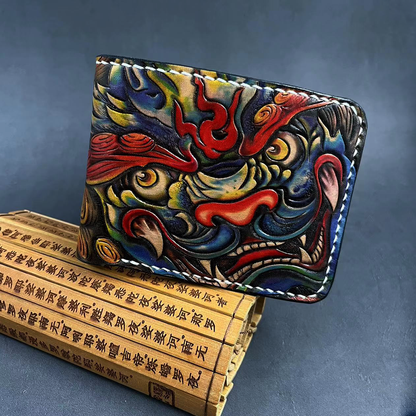 InkedHide™ Handcrafted Komainu Tattoo Wallet