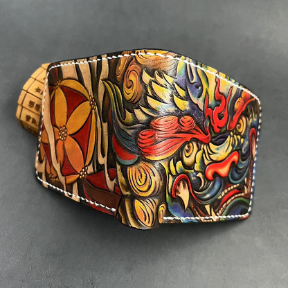 InkedHide™ Handcrafted Komainu Tattoo Wallet