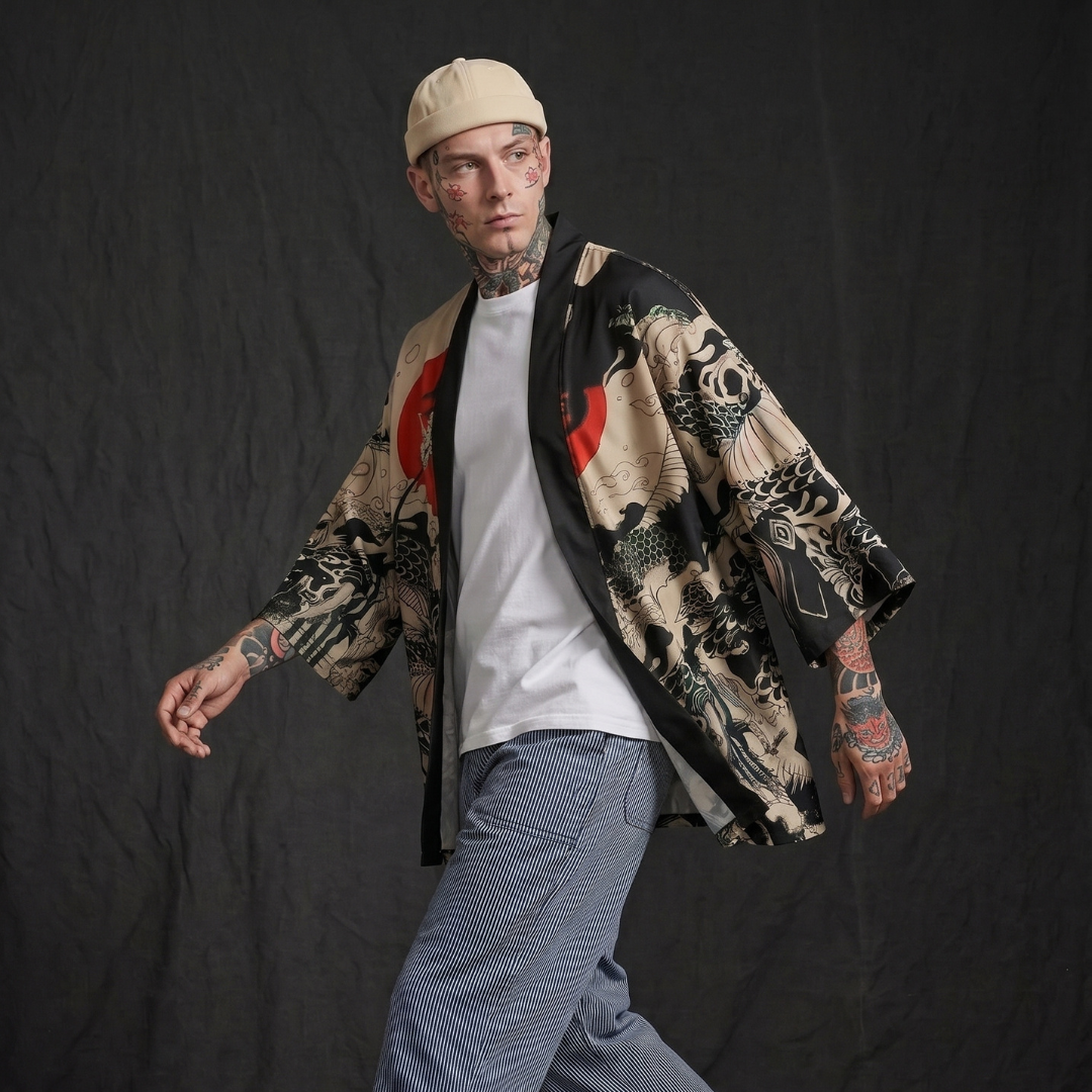 Red Sun Dragon Street Kimono