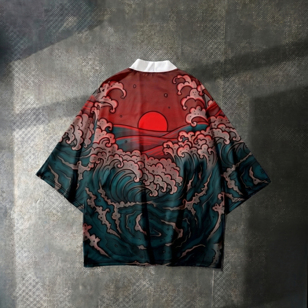 Crimson Wave Street Kimono