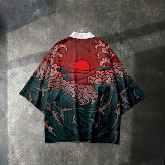 Crimson Wave Street Kimono