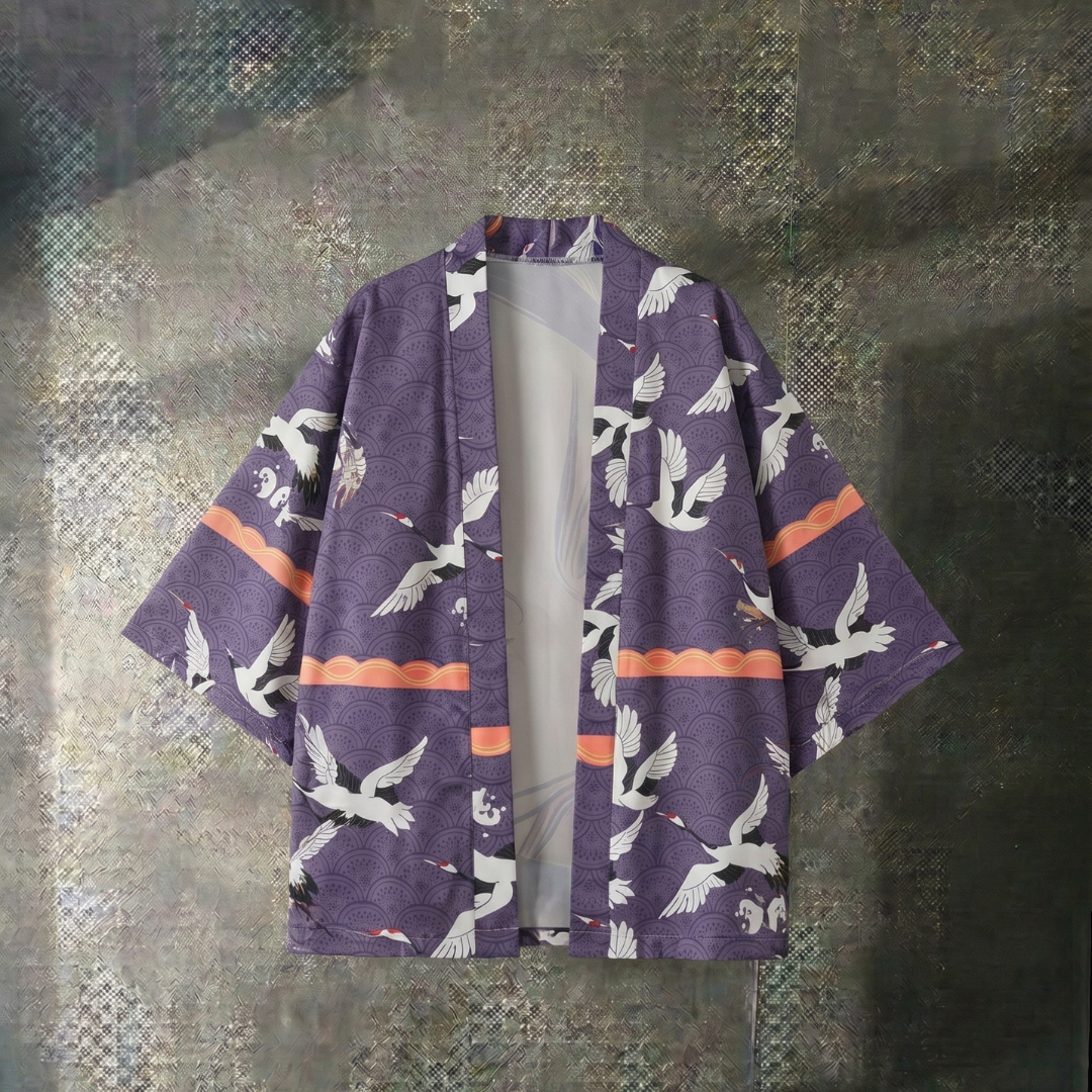 Purple Crane Street Kimono