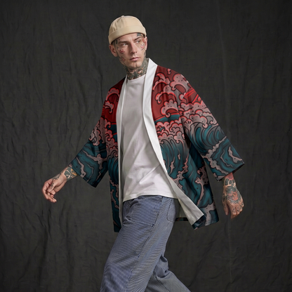 Crimson Wave Street Kimono