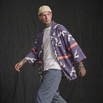 Purple Crane Street Kimono