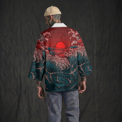 Crimson Wave Street Kimono