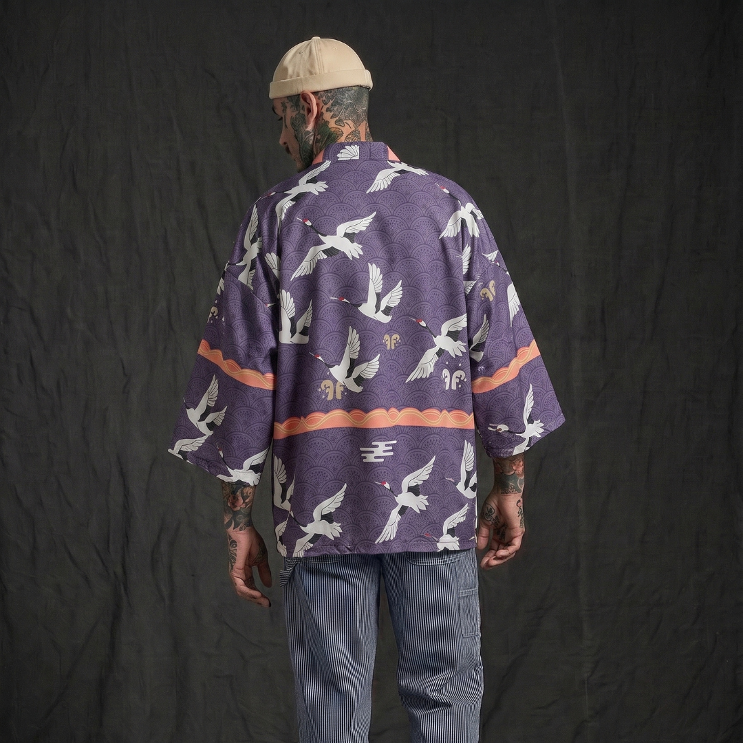 Purple Crane Street Kimono