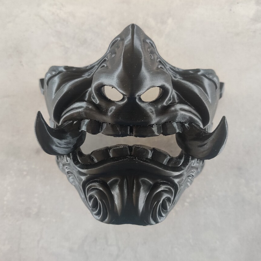 Black Samurai Oni Half Mask