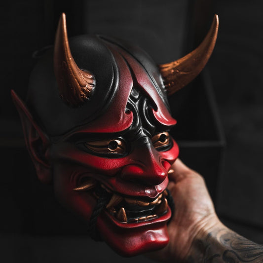 Red Handcrafted Ghost Hannya Resin Mask