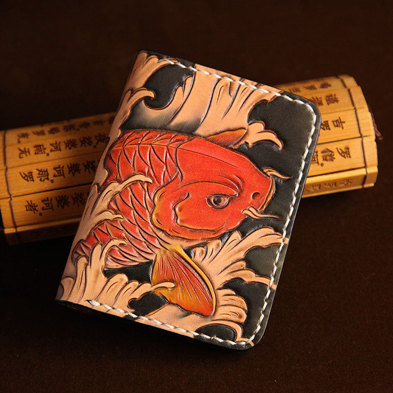 Handcrafted Koi Bifold Card Holder Leather Wallet (30% OFF)