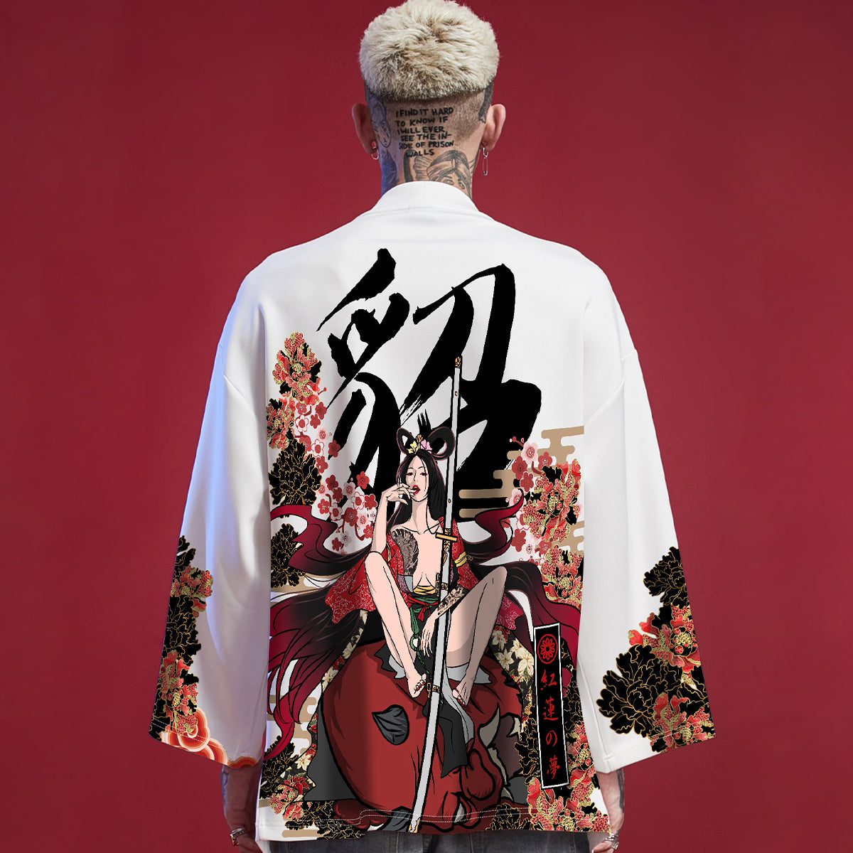 Geisha Warrior Kimono - Black - Premium Japanese Cotton Blend ...
