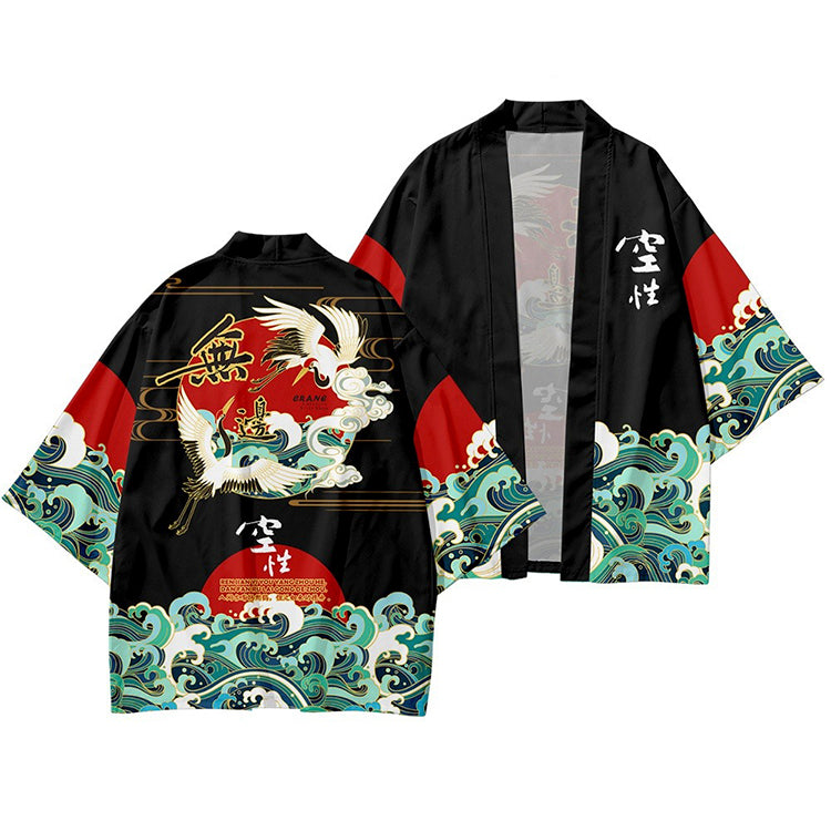 Immortality Red-Crowned Crane Kimono Set