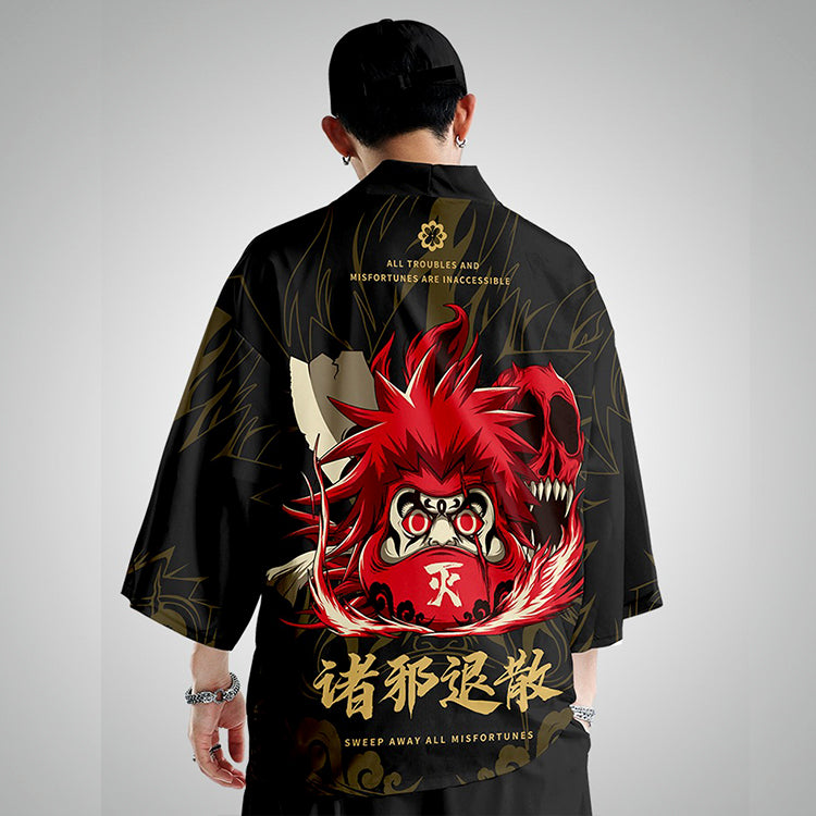 Daruma Warrior Kimono - Black - Premium Japanese Cotton Blend ...