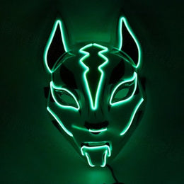 Cyber LED Kitsune Fox Mask - Japanese Tattoo Oni Plastic Mask Unisex ...