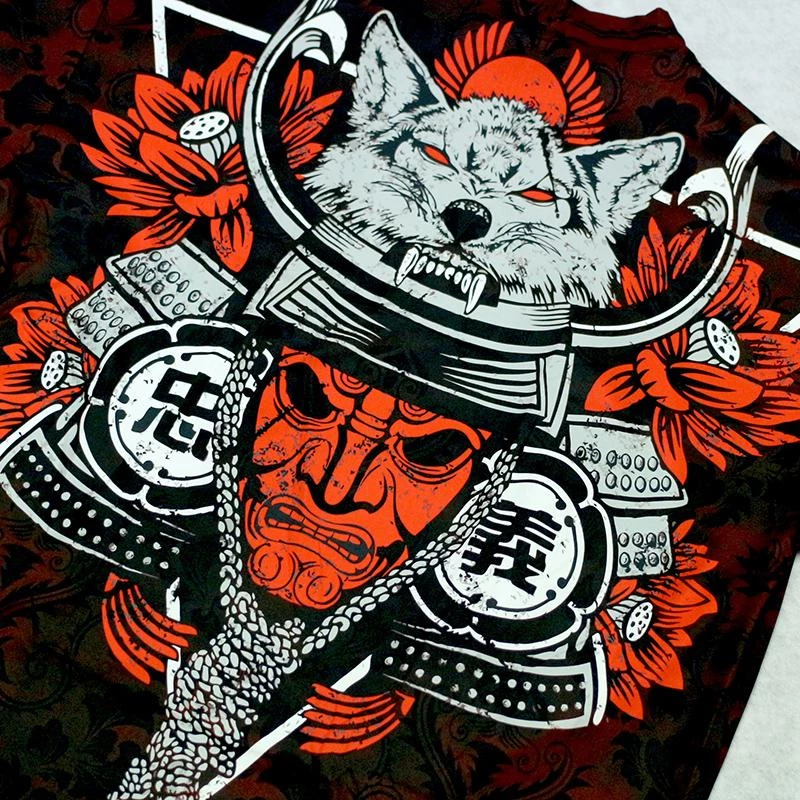 Japanese Samurai Wolf Tattoo Vintage Kawaii Ninja Gift For Womens Gift For  Women Unisex T-Shirt | Mazezy