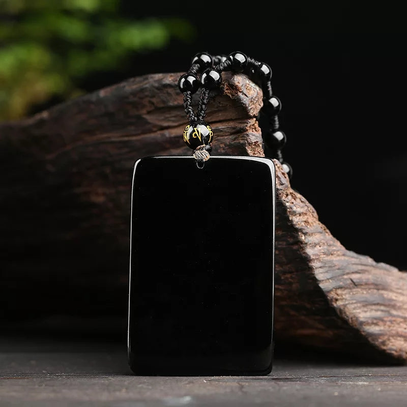 Good and Evil Obsidian Buddha Pendant Necklace (50% OFF)