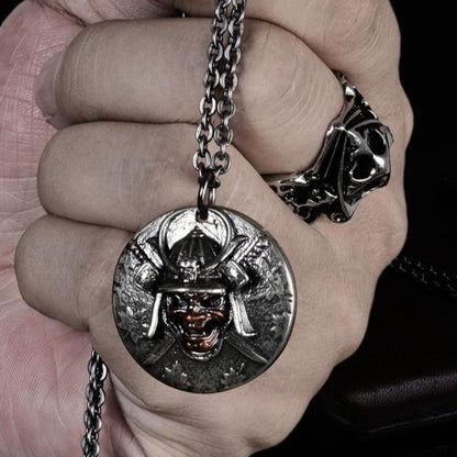 Samurai Skull Pendant Necklace